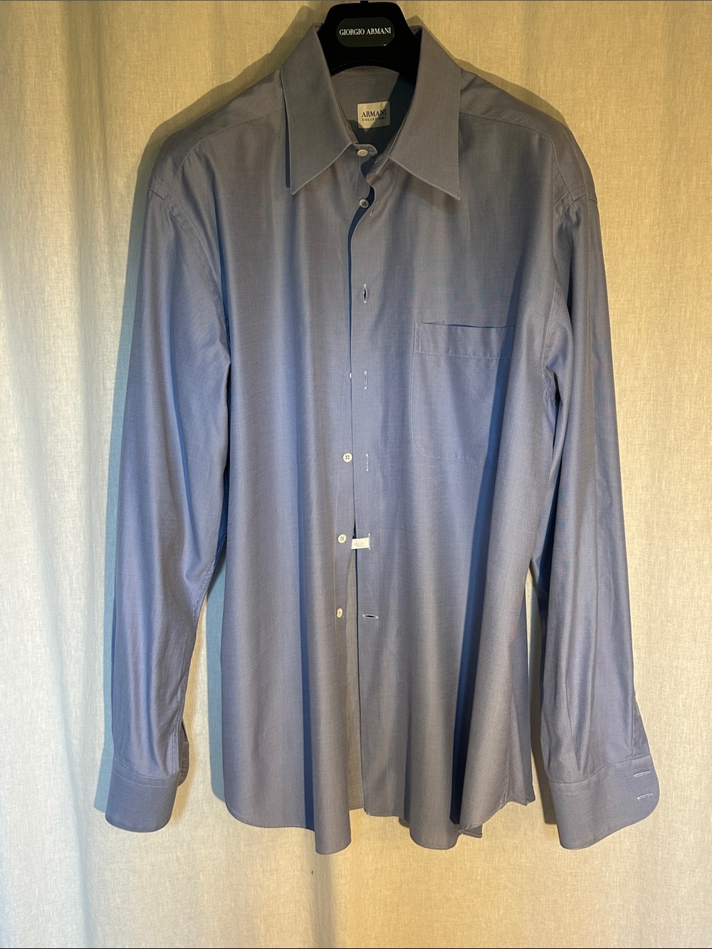 ARMANI Collezioni Men's Light Blue Point-Collar Dress Shirt Size L 43/17